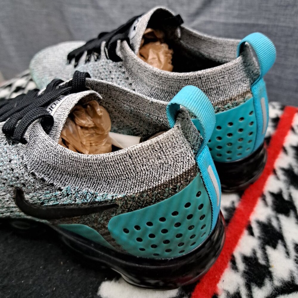%Size 10 Men Nike Air VaporMax Flyknit 2 Dusty Cactus Blue Sneakers / A 19 - Picture 4 of 13